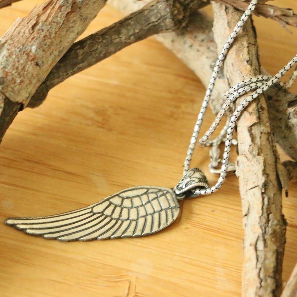 925 Sterling Silver Angel's Wing men’s necklace$HP - Picture 3 of 7